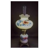 Vintage Hand-Painted Hurricane Glass Electric Lamp