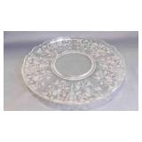 Vintage Floral Frosted Etched Glass Cake Platter