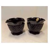 2 Vintage Diamond Point Black Amethyst Fairy