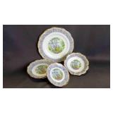 5 Charming Vintage Silver Birch Pattern Fine China
