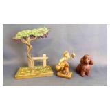 3 Vintage Carved Resin Wood Figurines