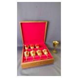Vintage "Salem" Brass Goblet Set in Wood Case
