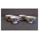 Set of 4 Charming Vintage Porcelain Floral Teacups