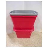 3 18 Gallon Storage Tubs - 1 with Lid - USED