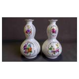 Pair of Vintage Porcelain Double Gourd Bud Vases