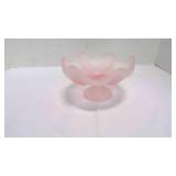 Vintage Satin Pink Glass Ruffled Pedestal Candy