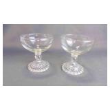 2 Vintage "Bubble Foot Clear" Coupe Brandy Glasses
