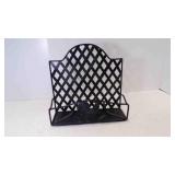 Vintage Black Wrought Iron Rooster Napkin Holder