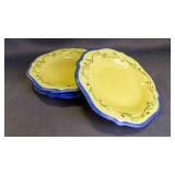 4 Vintage Salad Plates w/Blue Scalloped Band Edge