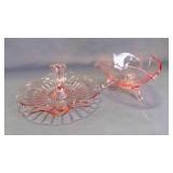 2 Beautiful Vintage Pink Hued Depression Glassware