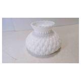 Vintage Quilted Diamond Texture Milk Glass Lamp