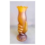 Vintage Amber Satin/Frosted Glass Torch Vase