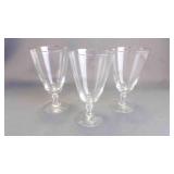 3 Vintage Stemmed Clear Platinum Rim Wine Glasses