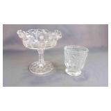 Vintage Pressed Glass Candy Dish & Shot Glass