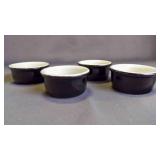 4 Vintage "Ebony" Hall China Co. Ceramic Ramekins