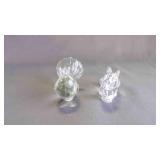 2 Vintage Clear Art Glass Animal Figurines