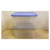 2 Plastic Storage Bins w/2 Matching Lids