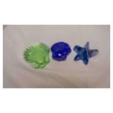 3 Vintage Iridescent Carnival Art Glass Ocean