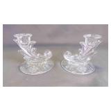 Pair of Vintage Elegant Glass Candlestick Holders