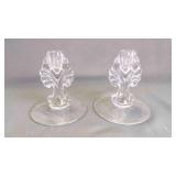 Pair of Vintage Elegant Glass Candlestick Holders