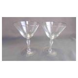 2 Vintage Stemmed Clear Platinum Rim Drink Glasses