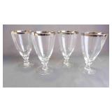 4 Vintage "Wedding Ring" Platinum Rim Wine Glasses