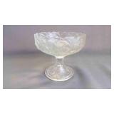 Vintage "Water Lily" Frosted Glass Compote Bowl