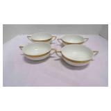 4 Vintage Fine Porcelain Double Handed Soup