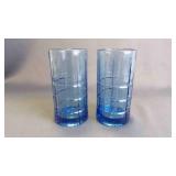 2 Vintage "Tartan" Anchor Hocking Iced Tea Glasses