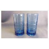 2 Vintage "Tartan" Anchor Hocking Iced Tea Glasses