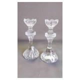 Pair of Vintage Pirouette Crystal Candle Holders