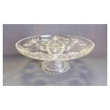 "Early American Prescut" Glass Pedestal Cake Stand