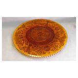 Beautiful Vintage Embossed Amber Glass Platter