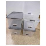 4 64 Quart Storage Tubs 1 w/Out Lid - Some