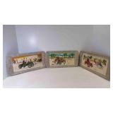 3 Vintage Kentley Antique Autos Pressed Board