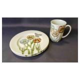 3 Vintage "Fitz & Floyd" Pastel Poppy Tableware