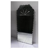 1930's Art Deco Frameless Etched-Cut Mirror