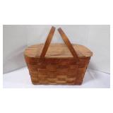 Vintage Traditional Wide-Woven Wood Picnic Basket