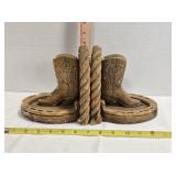 Cowboy-theme bookends, boots & horseshoes, 6' tall
