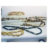 5 Vintage Bead Necklaces longest 36'-some multi