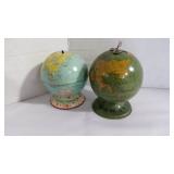 Vintage Litho Globe Bank & World Bank Coin Banks