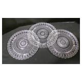 3 Vintage Deep Etched Pressed Glass Cake Plates