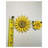 Yellow Rhinestone & Acrylic petals Brooch, yellow