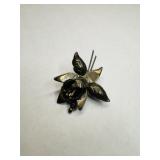 Sterling Silver 925 Orchid Brooch Hecho in Mexico