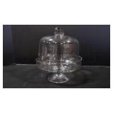 Vintage Clear Glass Mini Cake Stand w/Dome Lid