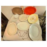8 platters; 1 rown & 1 red melmac (13' long)