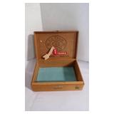 Vintage Wood Cigar Box w/Metal Hinged Lid & Latch