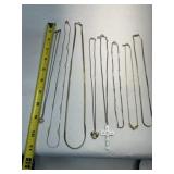 8 Fine Chain Necklaces-longest 20'-Cross, Heart,