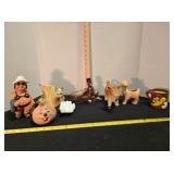Ceramic planters, terra cotta figures,cups, trays