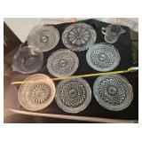9 pieces clear glass tableware